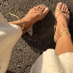 Zara Gold Strappy Sandals